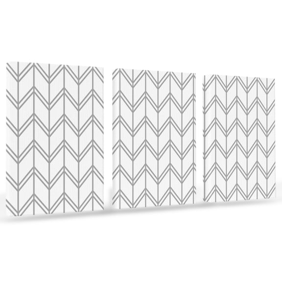 Striped Abstract Canvas Wall Art 3 Panels, Chevron Pattern Gray Line Simplicity Framed Wall Decor Modern Artwork Prints Painting for Living Room, Bedroom, Kitchen & Cafe Decor 12" x 16"