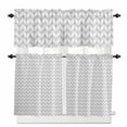 thumbnail image 1 of Striped Abstract Kitchen Curtains and Valances Set, Chevron Pattern Gray Line Rod Pocket Window Valance 18 Inch Window Curtain Panels for Living Room Bedroom Laundry, 27.5x36in, 3 Pieces, 1 of 7