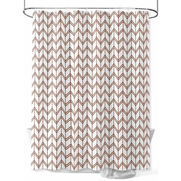 Striped Abstract Shower Curtain Set ,Waterproof Fabric Shower Curtains Chevron Pattern Brown Line Simplicity Shower Curtains for Bathroom,Bathroom Decor 54x"78"