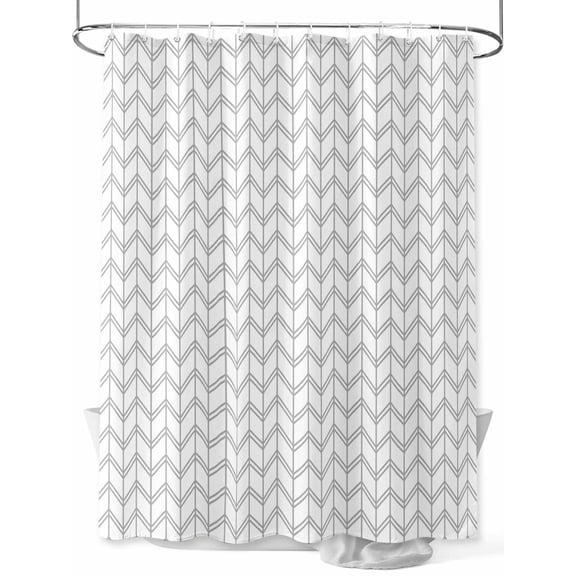 Striped Abstract Shower Curtain Set ，Waterproof Fabric Shower Curtains Chevron Pattern Gray Line Simplicity Shower Curtains for Bathroom,Bathroom Decor 54x"78"