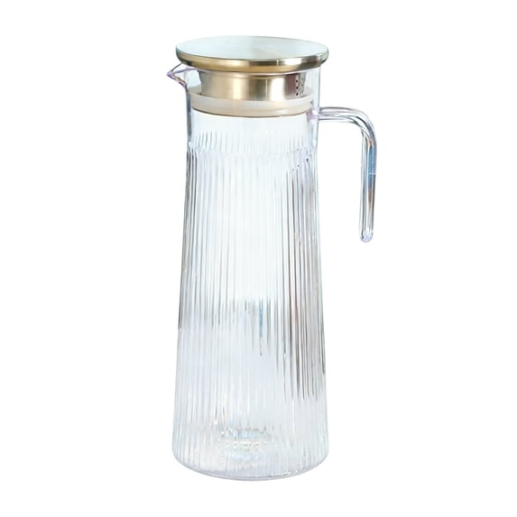 Striped Acrylic Cold Water Pitchers, with Stainless Steel Lid, 9.4 Inch Clear Beverage Jugs, Leak Proof Drink Dispensers for Spring Home Kitchen Dining Table