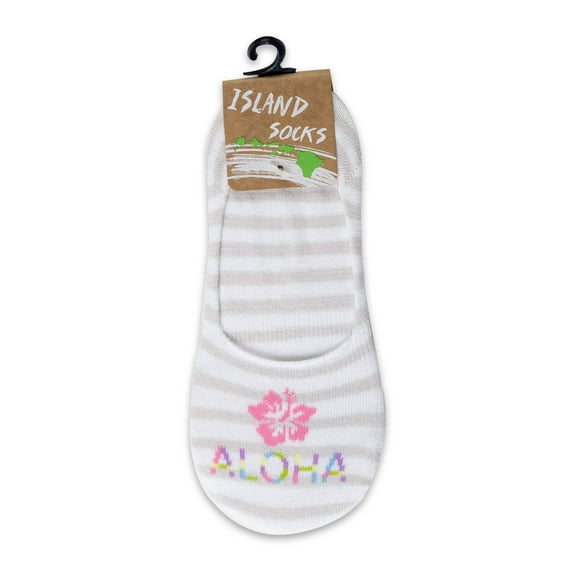 “Striped Aloha” Gray Ankle Socks