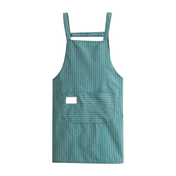 Striped Apron Adjustable Bib Apron with Pockets Cooking Kitchen Apron for Women Men Chef, Water and Oil Resistant Apron for Cooking Baking Home Kitchen Restaurant Cleaning, 1Pc(Green,27.5x27")