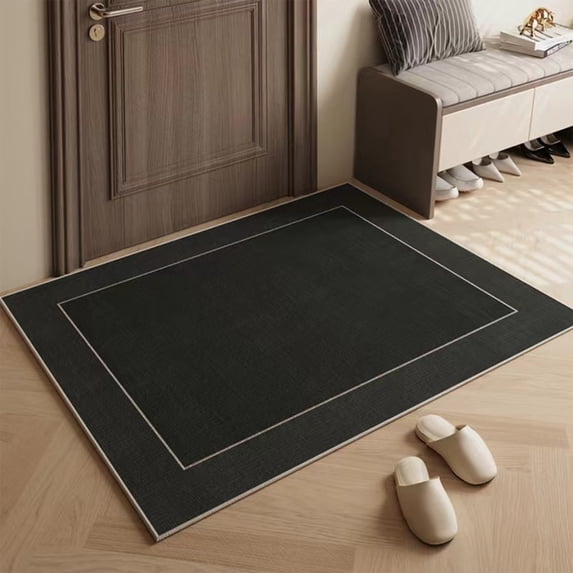 Striped Area Rug, 2x3 Small Carpet for Living Room, Non Slip Bedroom Carpet Machine Washable, Soft Polyester Entryway Rug for Home Office, Black Accent Mat