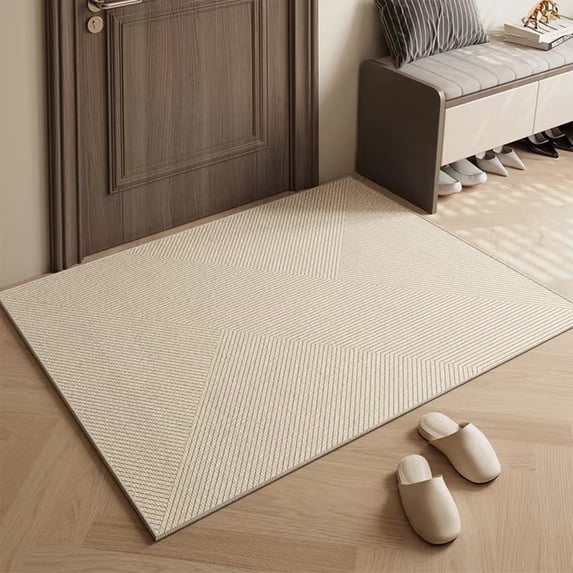 Striped Area Rug, 2x3 Small Carpet for Living Room, Non Slip Bedroom Carpet Machine Washable, Soft Polyester Entryway Rug for Home Office, Beige Accent Mat