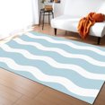 thumbnail image 1 of Striped Area Rug 4'x6' Skyblue Sea Wave Ripple Stripe Washable Area Rugs Non Shedding Floor Carpet Rubber Backing Non-Slip Indoor Mats for Living Room Bedroom Kitchen, 1 of 8