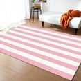 thumbnail image 1 of Striped Area Rug 5'x8' Pink and White Stripes Washable Area Rugs Non Shedding Floor Carpet Rubber Backing Non-Slip Indoor Mats for Living Room Bedroom Kitchen, 1 of 1