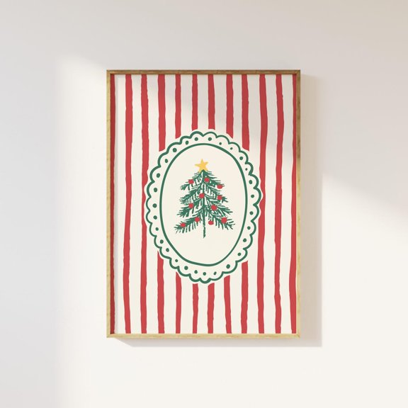 Striped Art Poster Whimsical Wall Decor Poster, Unframed Size 12x18