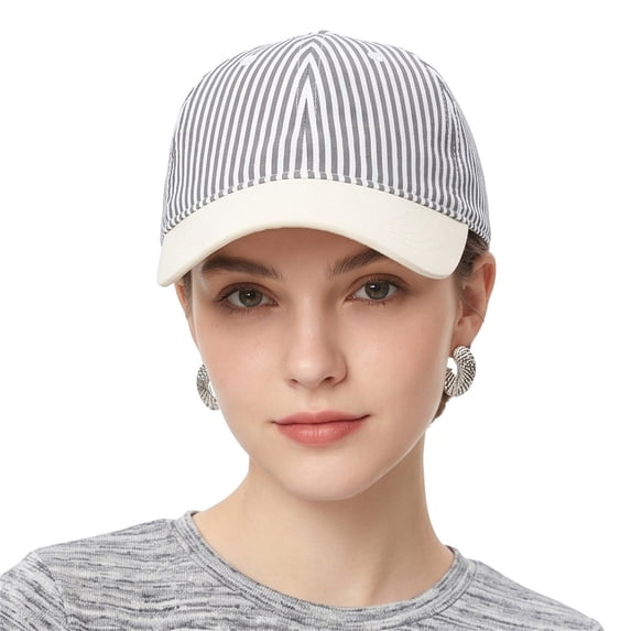 Striped Baseball Cap for Men Women Cotton Vintage Dad Hats Retro Colorblock Adjustable Sun Hats Unisex Casual Travel Outdoor Sport Headwear Fashion Cap 2026 Running Caps, Grey