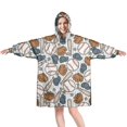 thumbnail image 1 of Striped Baseball Items Pattern Wearable Oversized Blanket,Wearable Blanket Hoodie for Adults,Cozy Hooded Blankets with Super Pockets,Super Warm Fuzzy Pullover for Women & Men, 1 of 6