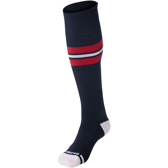 Striped Baseball Sock - NAVY, SCARLET, WHITE - L