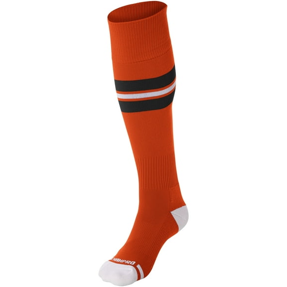 Striped Baseball Sock - ORANGE, BLACK, WHITE - M
