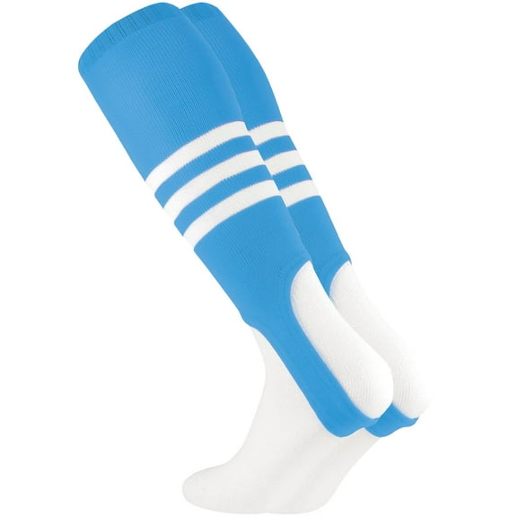 Striped Baseball Stirrups Pattern B (Columbia Blue/White, Large)