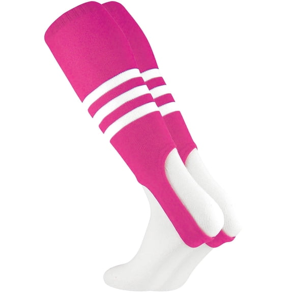 Striped Baseball Stirrups Pattern B (Hot Pink/White, Medium)