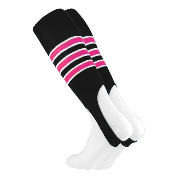 Striped Baseball Stirrups Pattern D (Black/White/Hot Pink, Large)