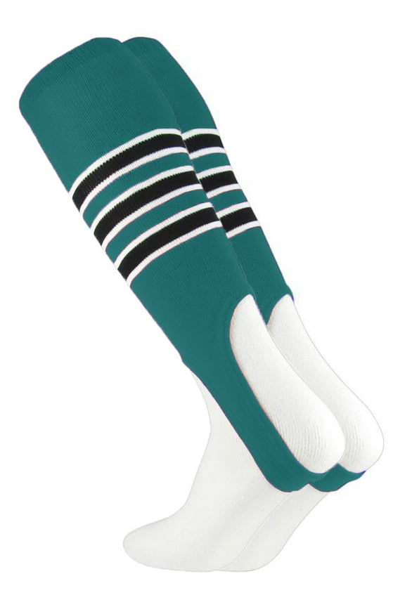 Striped Baseball Stirrups Pattern D (Teal/White/Black, Large)