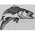 thumbnail image 1 of Striped Bass Fish Embroidered Iron On/Sew Patch [5.8" x 5"], 1 of 4