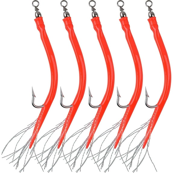 Striped Bass Trolling Tube Fishing Lure Saltwater Classic Fish Teaser Rig with Stainless Steel Hook Barrel Swivel