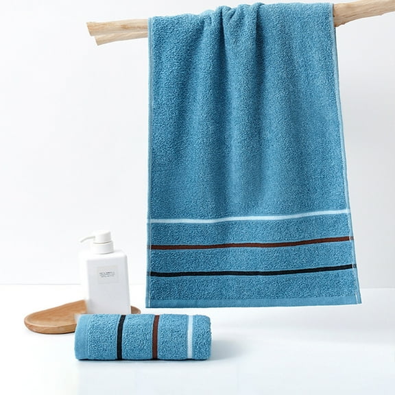 Striped Bath Towel, 28x13 Inch Highly Absorbent Cotton Towel for Bathroom Gym Beach(Blue)