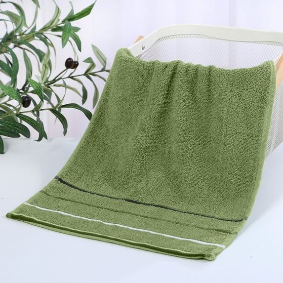 Striped Bath Towel, 28x13 Inch Highly Absorbent Cotton Towel for Bathroom Gym Beach(Green)