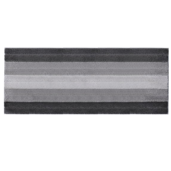 Striped Bathroom Rug Gradient Bath Mat Non-Slip Door Mats Soft Shaggy Thick Bath Rugs Absorbent machine washable Floor Mats for Bath Room, Toilet, Bedroom, Kitchen,18''x 47'',Gray