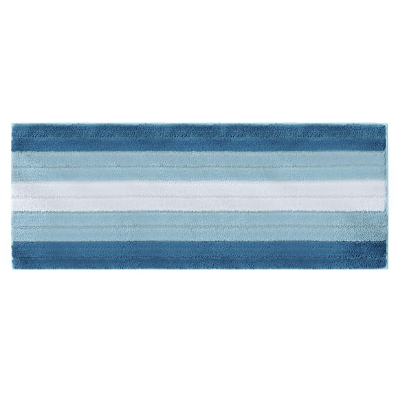 Striped Bathroom Rug Gradient Bath Mat Non-Slip Door Mats Soft Shaggy Thick Bath Rugs Absorbent machine washable Floor Mats for Bath Room, Toilet, Bedroom, Kitchen,18''x 47'',Blue