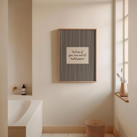 Striped Bathroom Text Me If You Run Out Of Toilet Paper, Unframed Paper Poster 8x10in