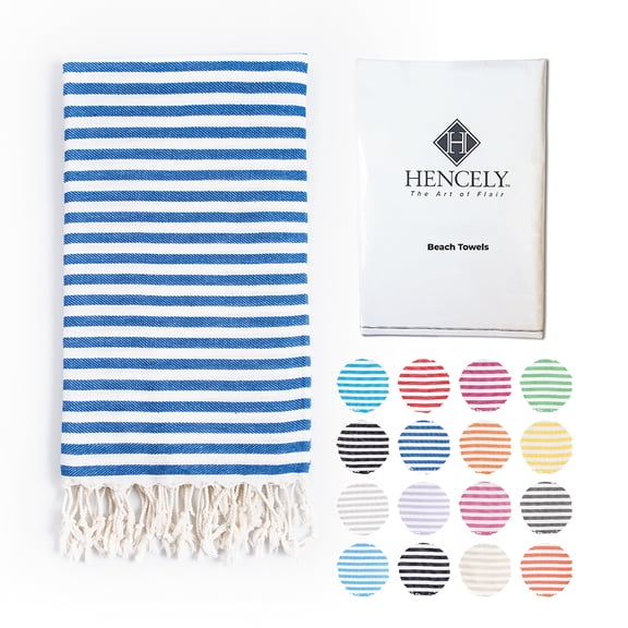 Striped Beach Towels | 100% Turkish Cotton | Soft & Quick Dry-Blue