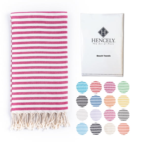 Striped Beach Towels | 100% Turkish Cotton | Soft & Quick Dry-Fuchsia