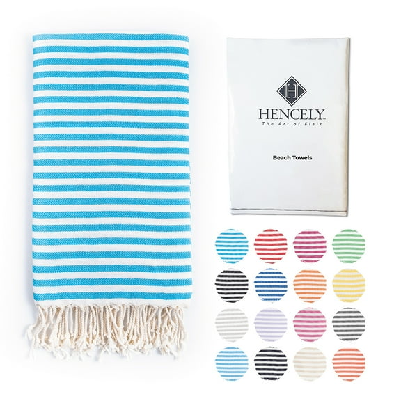 Striped Beach Towels | 100% Turkish Cotton | Soft & Quick Dry-Turquoise