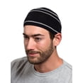 thumbnail image 1 of Striped Beanie Kufi Caps Featuring Cool Designs and Patterns for Men & Women's, Black w/Silver Stripes, 1 of 5