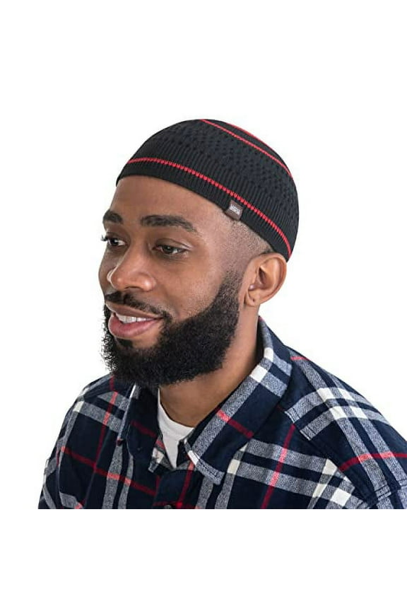 Striped Beanie Kufi Caps Featuring Cool Designs and Patterns for Men & Women's, Black & Red Stripes