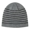 thumbnail image 1 of Striped Beanie for Men Warm Knitted Hat Thickened Fleece Lined Winter Versatile Outdoor Skull Cap Gray, 1 of 2