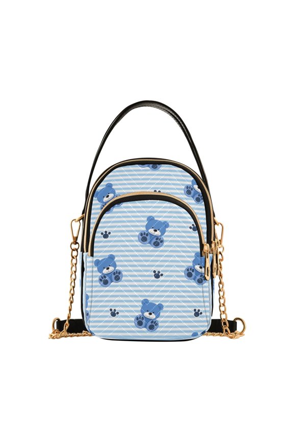 Striped Bear Women's Crossbody Handbags Leather Crossbody Bags Fanny Pack Chest Bag for Travel