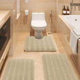 thumbnail image 1 of HAKUNA Striped Beige Bathroom Rug Set 3 Pieces Ultra Soft, Non Slip Chenille Toilet Mat, Absorbent Plush Shaggy Bath Mats for Bathroom, Bedroom, Kitchen, 1 of 7