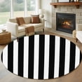 thumbnail image 1 of Striped Black White Round Living Room Rugs 5 ft, Classic Vertical Striped Simple Washable Area Rug with Non-Slip Sturdy Edge Binding Round Carpet for Entryway Kitchen Bedroom Bathroom, 1 of 9