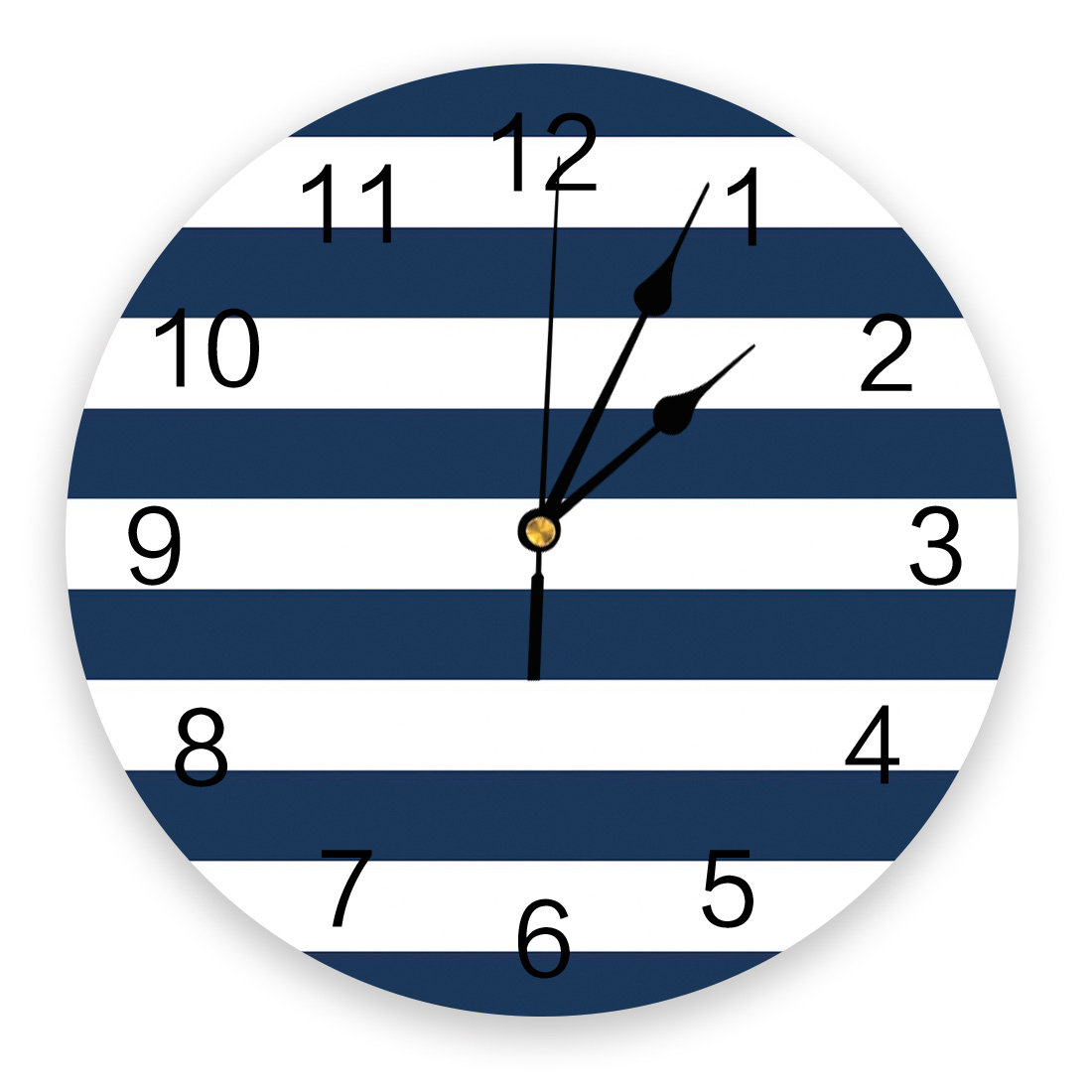 Striped Blue And White Wall Clock For Home ration Living Room Quartz ...