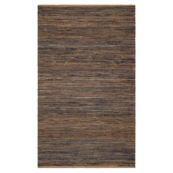 Striped Blue/Natural Handwoven Jute Rug, 6' x 9'