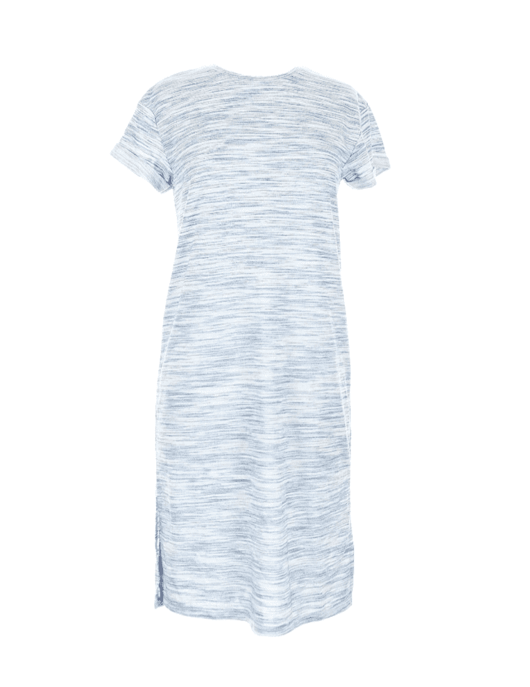Striped Blue and White Rolled Sleeved Midi Dress, Women's - Walmart.com