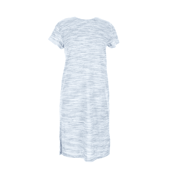 Striped Blue and White Rolled Sleeved Midi Dress, Women's