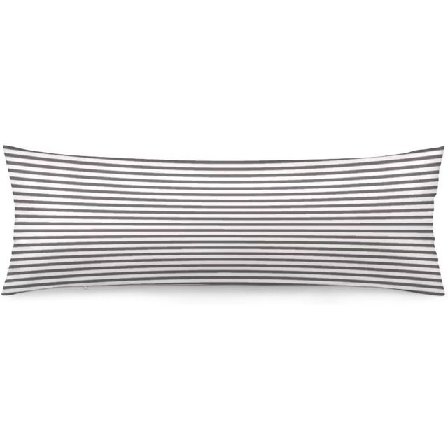Striped Body Pillow Cover White and Dark Grey Stripe Long Pillowcase