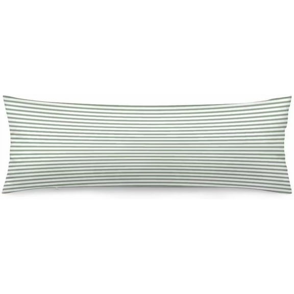 Striped Body Pillow Cover White and Sage Green Stripe Long Pillowcase with Zipper White and Green Stripes Printed Pillow Covers Decorative Bedding Pillow Case for Bed,Couch, 20"x54"