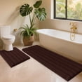 thumbnail image 1 of HAKUNA Striped Brown Bathroom Rug Set 2 Piece U Shape 24"x20"+48"x20" Ultra Soft, Non Slip Chenille Toilet Mat, Absorbent Plush Shaggy Bath Mats for Bathroom, Bedroom, Kitchen, 1 of 6