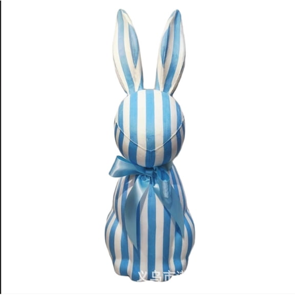 Striped Bunny Tabletop Decoration Cute Spring Holiday Desktop Decor for Home Office, Easter Party Table Centerpiece & Shelf Accent
