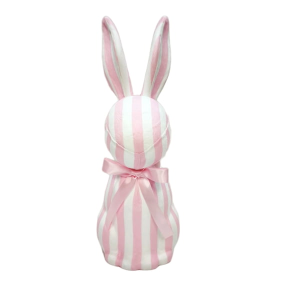 Striped Bunny Tabletop Decoration, Pink and White,20cm", Easter