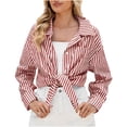 thumbnail image 1 of Striped Button Down Shirt for Women Long Sleeve Business Casual Tops with Pockets Loose Summer Office Work Blouses, Pink, XXL, 1 of 7