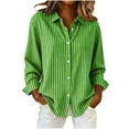 thumbnail image 1 of Striped Button Down Shirts for Women Cotton Dress Shirts Long Sleeve Collared Blouses Work Business Casual Tops, 1 of 4