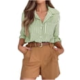 thumbnail image 1 of Striped Button Down Shirts for Women Dress Shirts Long Sleeve Casual Collared Shirts with Pockets, 1 of 9