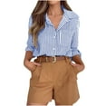 thumbnail image 1 of Striped Button Down Shirts for Women&nbsp; Dress Shirts Long Sleeve Casual Collared Office Work Shirt With Pocket, 1 of 9