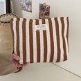 thumbnail image 1 of Striped Canvas Makeup Storage Bag – Portable Travel Cosmetic Pouch with Zipper,Multi-Functional Toiletry Organizer for Beauty Tools & Accessories, 1 of 4